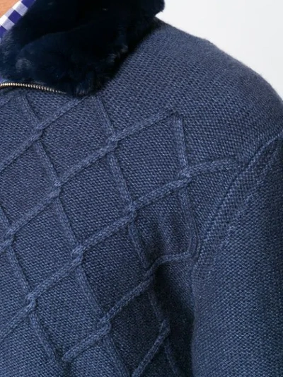 Shop Doriani Cashmere Cashmere Fur Collar Cardigan In Blue