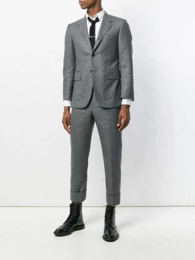 Shop Thom Browne Wide Lapel Wool Twill Suit In Grey