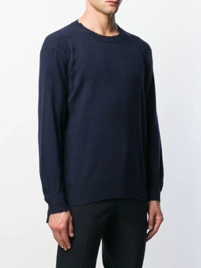 Shop Maison Flaneur Long-sleeve Fitted Sweater In Blue