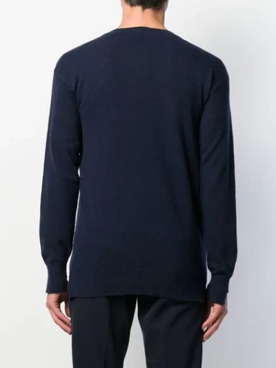 Shop Maison Flaneur Long-sleeve Fitted Sweater In Blue