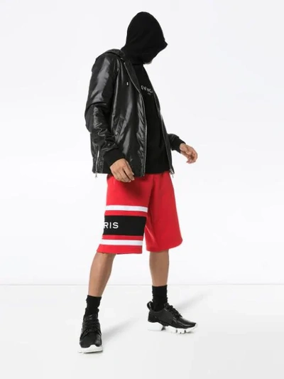 Shop Givenchy Basketball Style Logo Shorts In Red