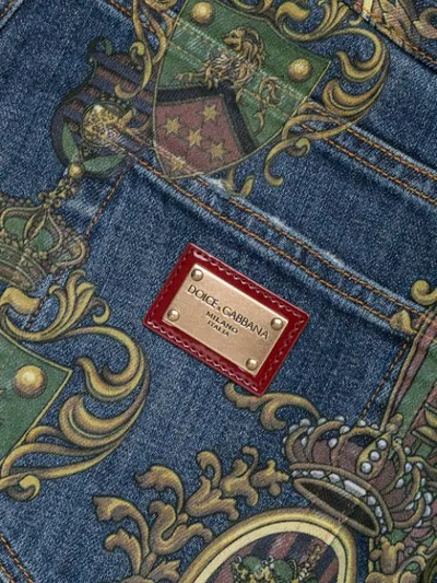 Shop Dolce & Gabbana Baroque Print Jeans In Blue