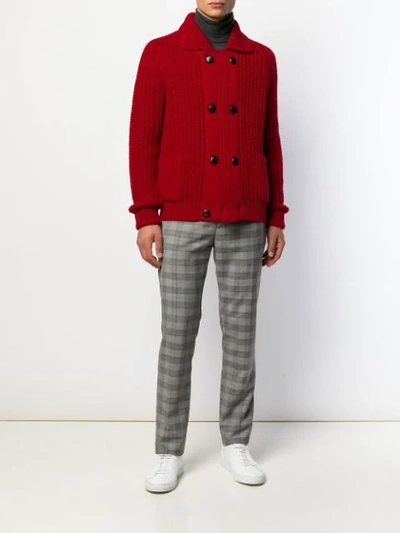 Shop Roberto Collina Chunky Knitted Cardigan In Red
