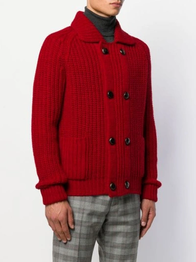 Shop Roberto Collina Chunky Knitted Cardigan In Red