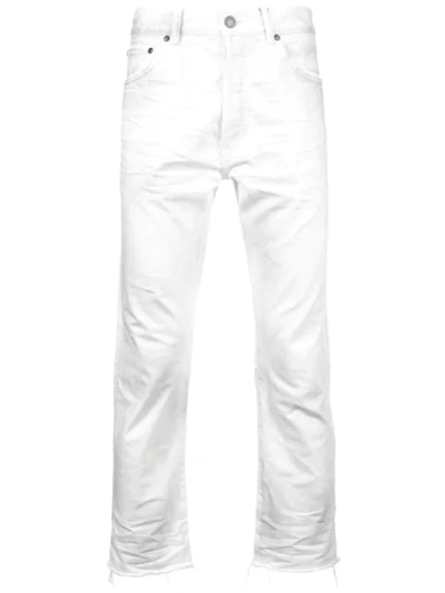 Shop John Elliott Frayed Edges Cropped Jeans In White