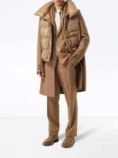 Shop Burberry Down-filled Gilet Detail Camel Hair Tailored Coat In Brown