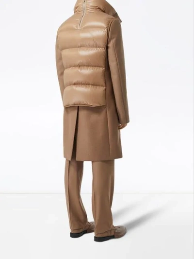 Shop Burberry Down-filled Gilet Detail Camel Hair Tailored Coat In Brown