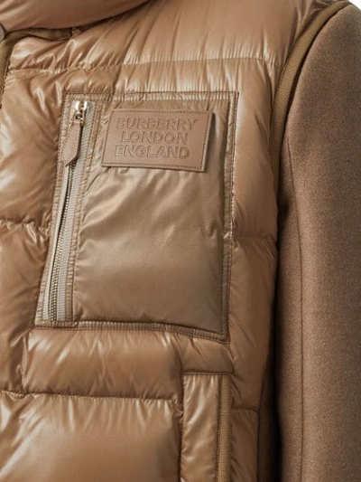 BURBERRY DOWN-FILLED GILET DETAIL CAMEL HAIR TAILORED COAT - 棕色