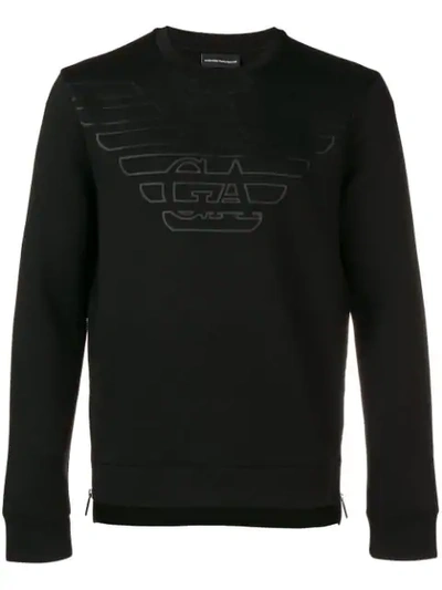 Shop Emporio Armani Logo Patch Sweatshirt In Black