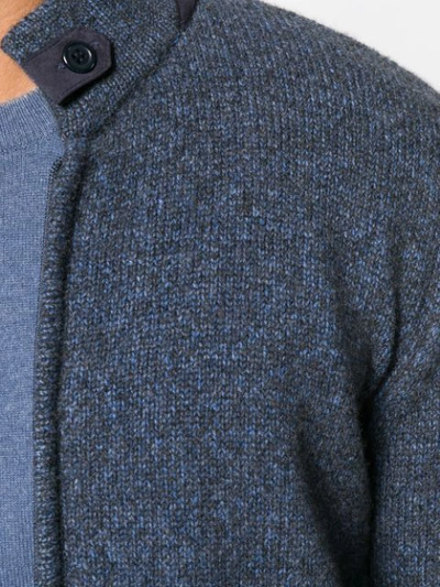 Shop Doriani Cashmere Knitted High Neck Cardigan In Blue