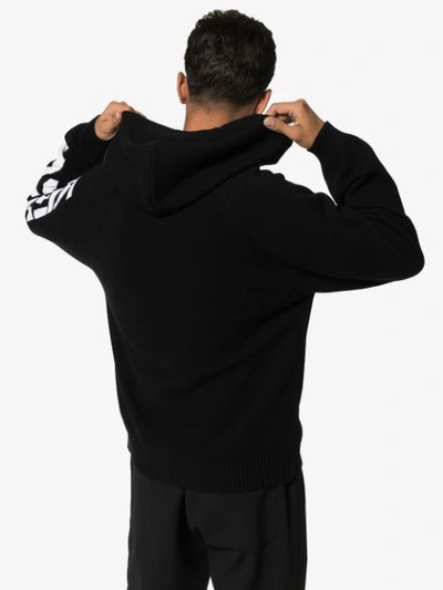 Shop Kenzo Logo Knitted Hoodie In Black