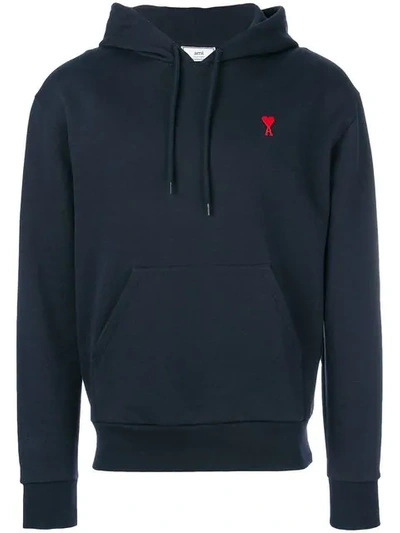 Shop Ami Alexandre Mattiussi Ami De Coeur Hoodie In Blue