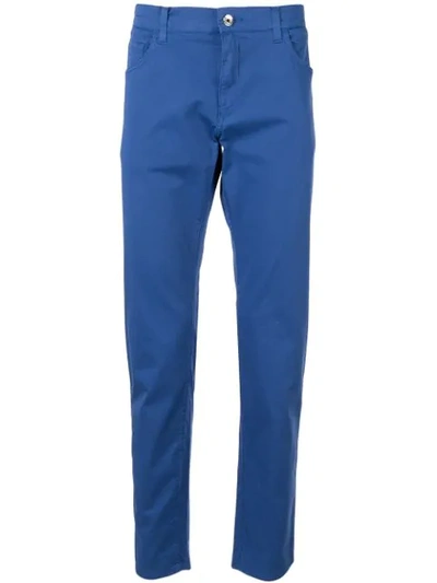 Shop Dolce & Gabbana Embroidered Logo Cropped Trousers In Blue