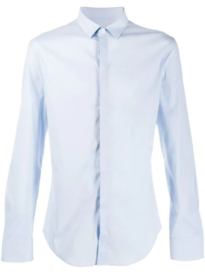 Shop Emporio Armani Classic Shirt With Concealed Fastening In Blue