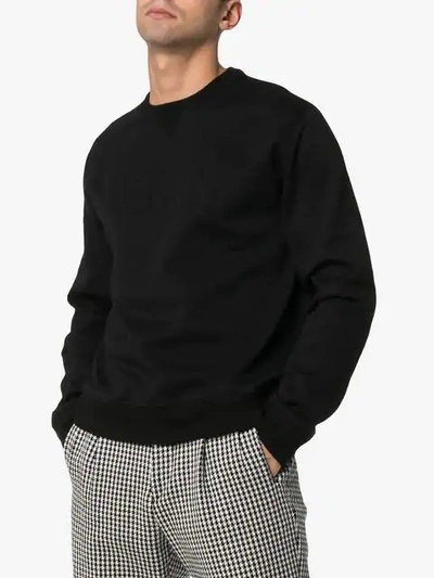 Shop Valentino Logo Embossed Cotton Sweatshirt In Black