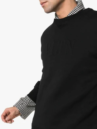 Shop Valentino Logo Embossed Cotton Sweatshirt In Black