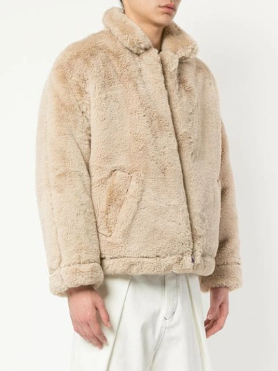 Shop A(lefrude)e Faux Fur Bomber Jacket - Neutrals