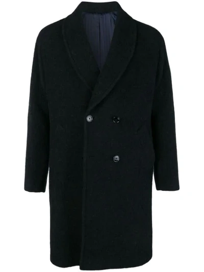 Shop Mp Massimo Piombo Shawl Collar Coat In Blue