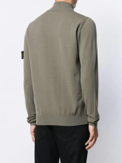 Shop Stone Island Zipped Cardigan In V0068 Green