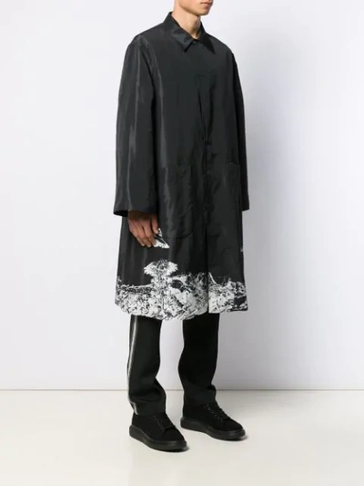 Shop Valentino X Undercover Time Traveller Print Overcoat In Black