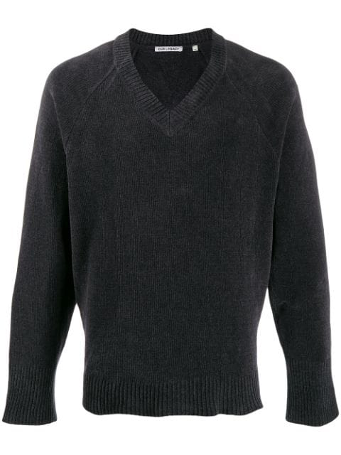dark grey v neck sweater