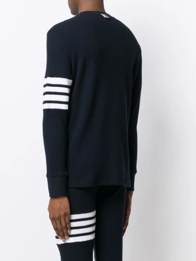 Shop Thom Browne 4-bar Compact Waffle Henley In Blue