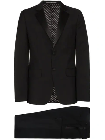 GIVENCHY NOTCH LAPEL WOOL MOHAIR TUXEDO JACKET - 黑色