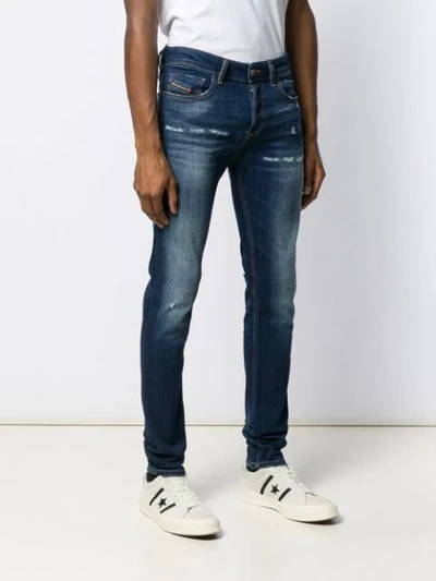 Shop Diesel Distressed Skinny Jeans In Blue