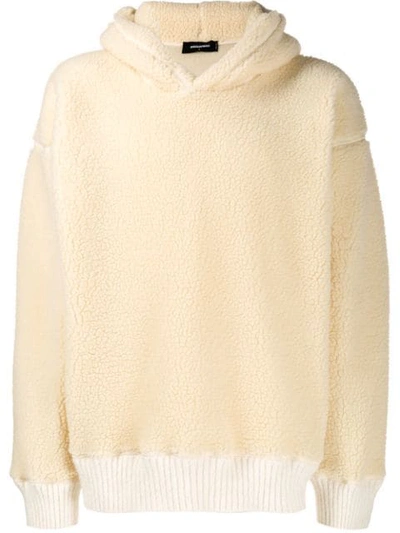 Shop Dsquared2 Shearling Hoodie In Neutrals