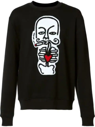 Shop Haculla 'heart' Print Sweatshirt In Black