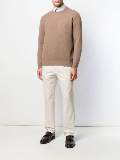 BRUNELLO CUCINELLI RIB KNIT SWEATER - 大地色