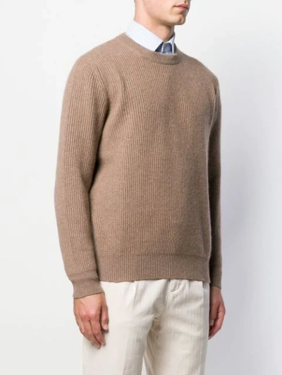 BRUNELLO CUCINELLI RIB KNIT SWEATER - 大地色