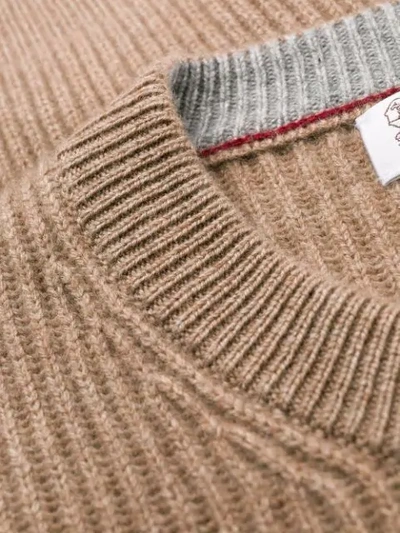 BRUNELLO CUCINELLI RIB KNIT SWEATER - 大地色