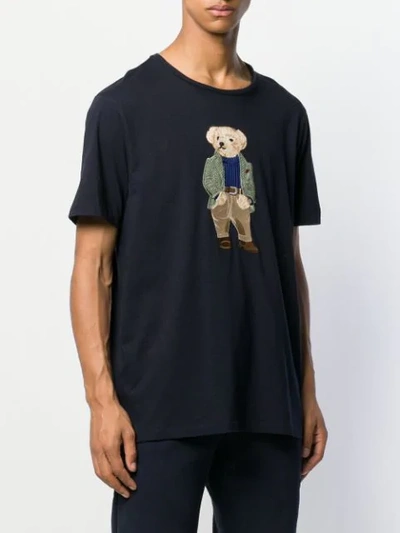 Shop Ralph Lauren Embroidered Teddybear Logo T-shirt In Blue