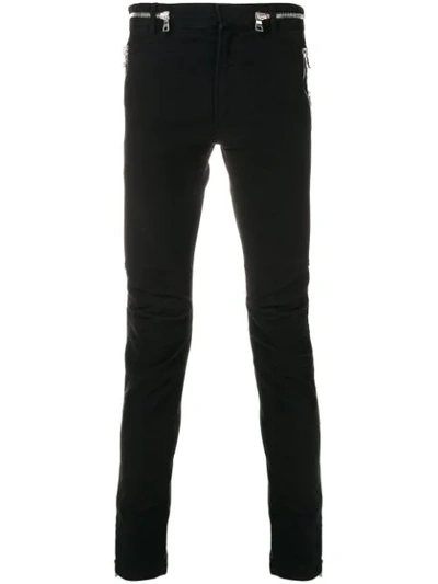 Shop Balmain Multi-zip Skinny Jeans - Black