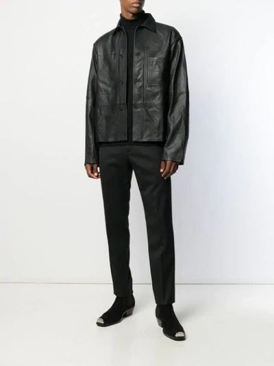 Shop Haider Ackermann Boxy Leather Jacket In Black