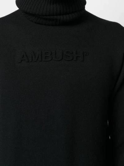 Shop Ambush Raised Logo Turtleneck Jumper In Black