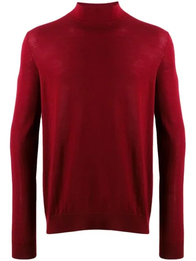 Shop Pringle Of Scotland Mock-neck Knit Sweater In Red