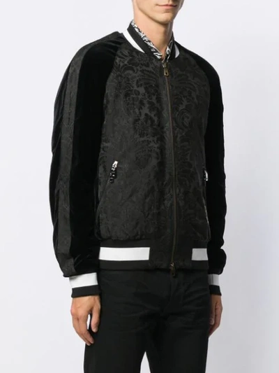 Shop Dolce & Gabbana "king" Jacquard Print Bomber Jacket In Black