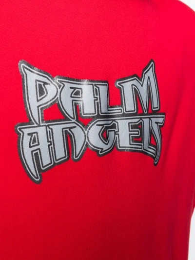 Shop Palm Angels Logo Print Hoodie In Red