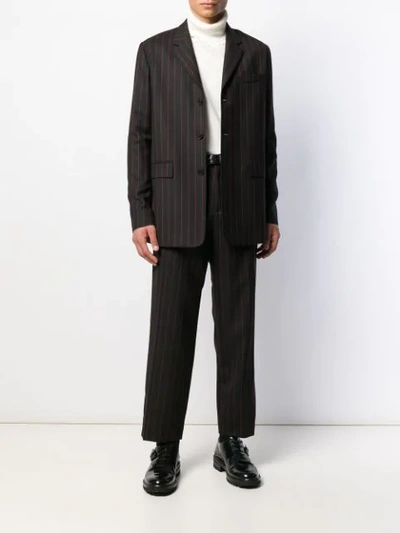 Shop Mcq By Alexander Mcqueen Striped Panelled Blazer In Black