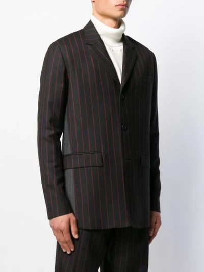 Shop Mcq By Alexander Mcqueen Striped Panelled Blazer In Black