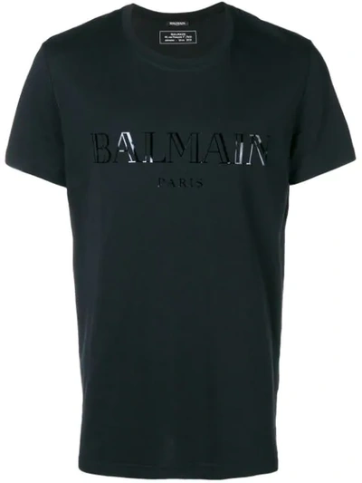 Shop Pierre Balmain Balmain Logo Short Sleeve T-shirt - Black