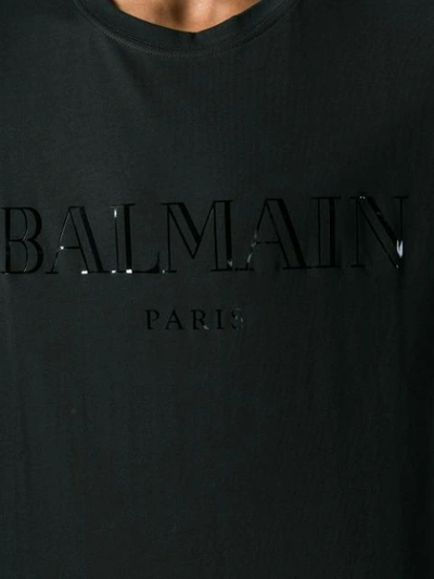 Shop Pierre Balmain Balmain Logo Short Sleeve T-shirt - Black