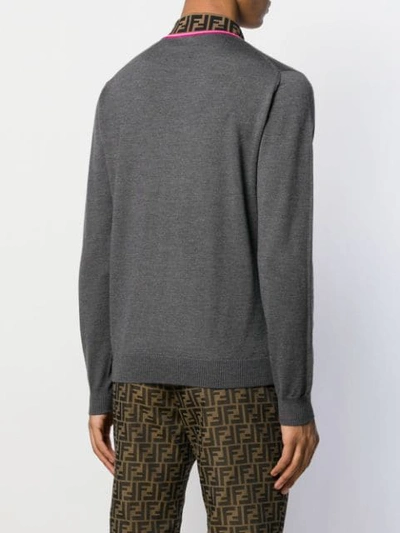 Shop Fendi Monogram Collar Jumper In Grey