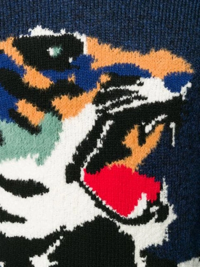 Shop Kenzo Tiger Intarsia Jumper In Blue