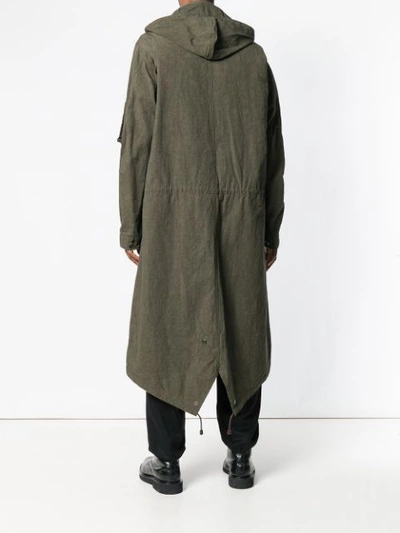 Shop Yohji Yamamoto Long Length Military Coat In Green