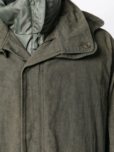 Shop Yohji Yamamoto Long Length Military Coat In Green