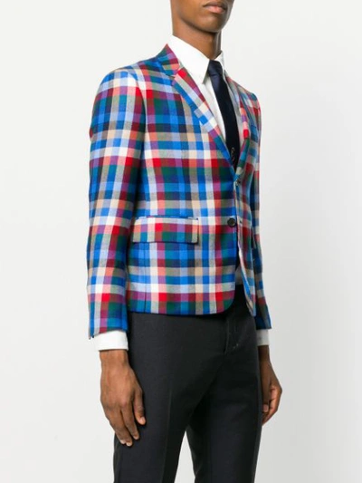 Shop Thom Browne Gingham Tartan Check Sport Coat - Multicolour