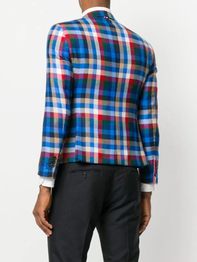 Shop Thom Browne Gingham Tartan Check Sport Coat - Multicolour